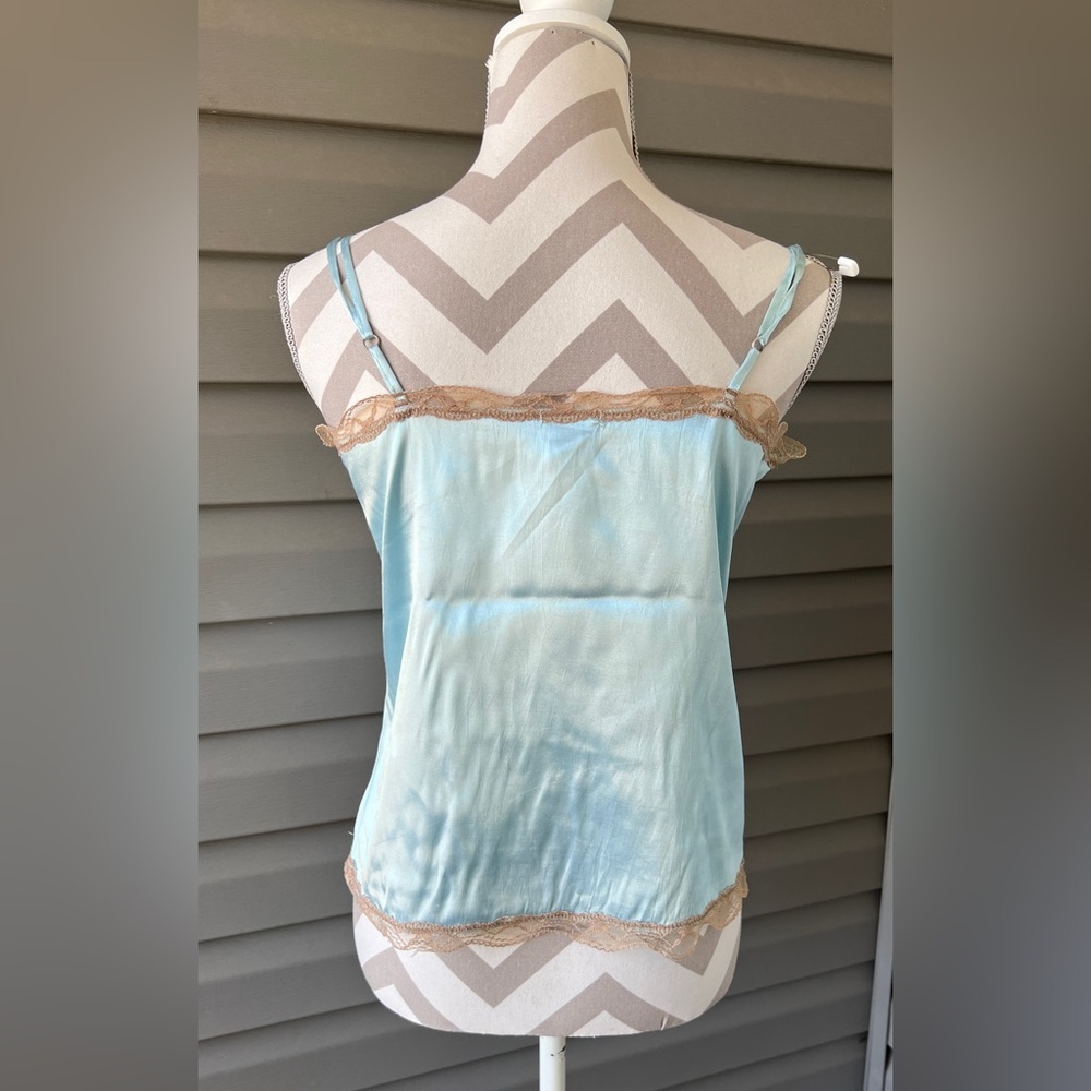 Vintage Y2K Old Navy Lace Blue Tan camisole Top Sz M - Picture 6 of 15